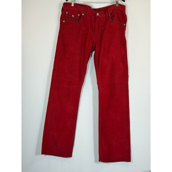 True Religion World Tour Section Straight Red Corduroy Pants Men's 38